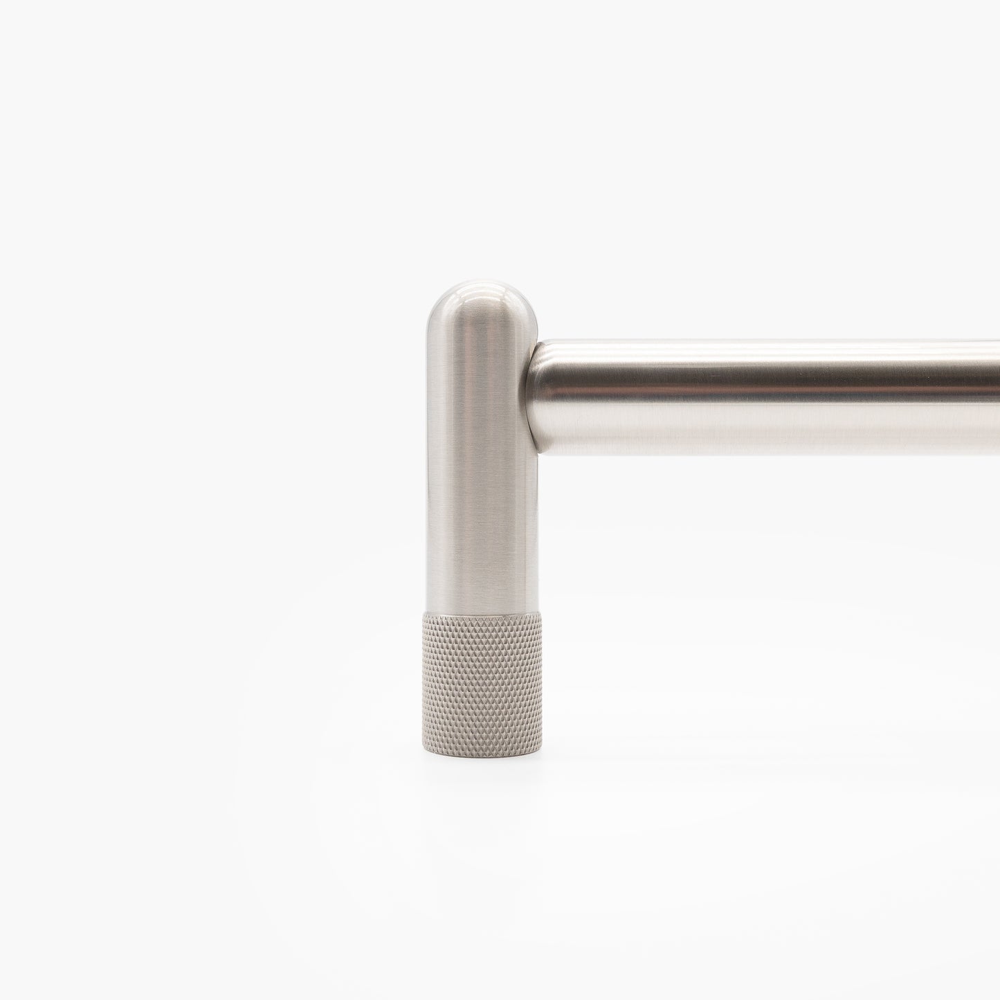 Satin Nickel Knurled Stem of Appliance Pull.