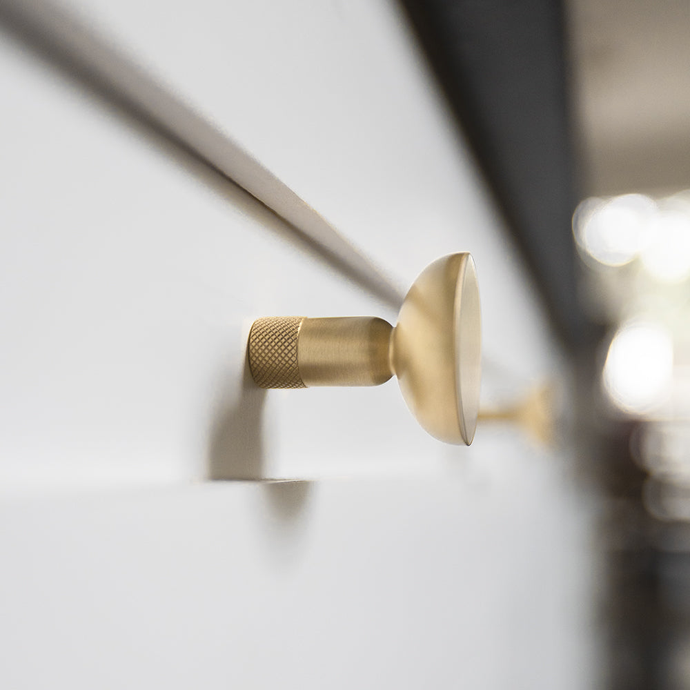 Knurled Satin Brass Knob.