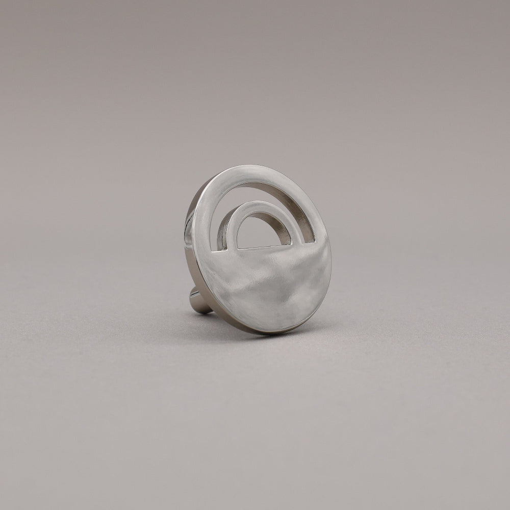 Horizon polished nickel knob on gray background