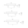 Tech specs with dimensions for Hapny Diamond Cabinet Pull in 4", 6" and 8" center to center sizes for all finishes