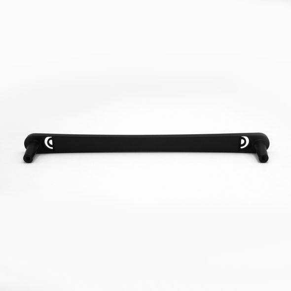 Rear-facing, laying down view of Hapny Horizon Appliance Pull in Matte Black