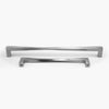 Two Satin Nickel Hapny Twist appliance pulls, a 12” center to center laying down and a 18” center to center standing