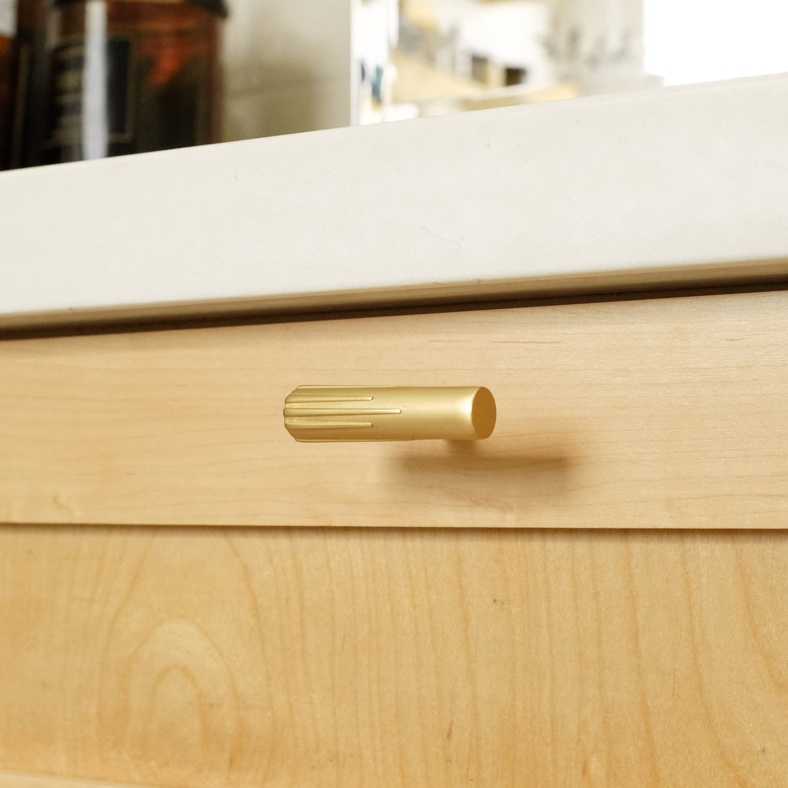 T Knob Cabinet Hardware in Kitchen in Gold Finish