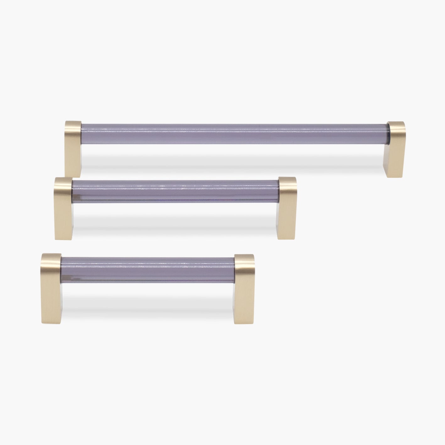 Dark Acrylic Cabinet Handles with Satin Brass Finish