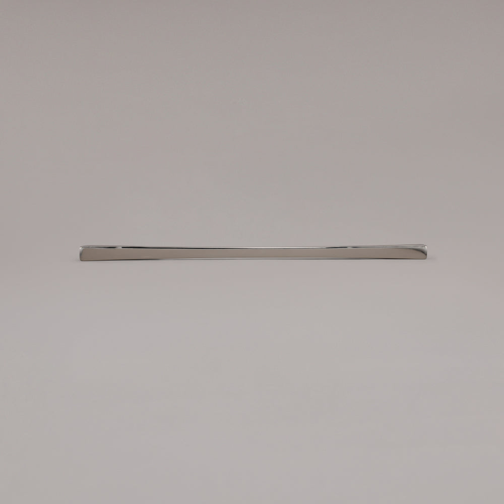 18" Diamond appliance pull in Polished Nickel laying on gray background
