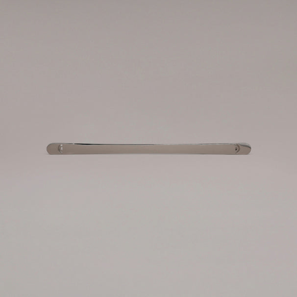 18" Horizon appliance pull in Polished Nickel laying on gray background