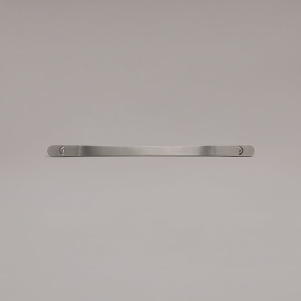 18" Horizon appliance pull in Satin Nickel laying on gray background