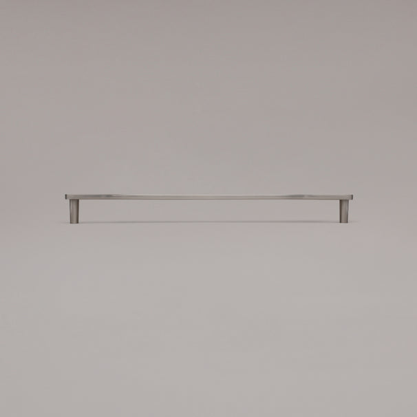 18" Horizon appliance pull in Satin Nickel standing on gray background
