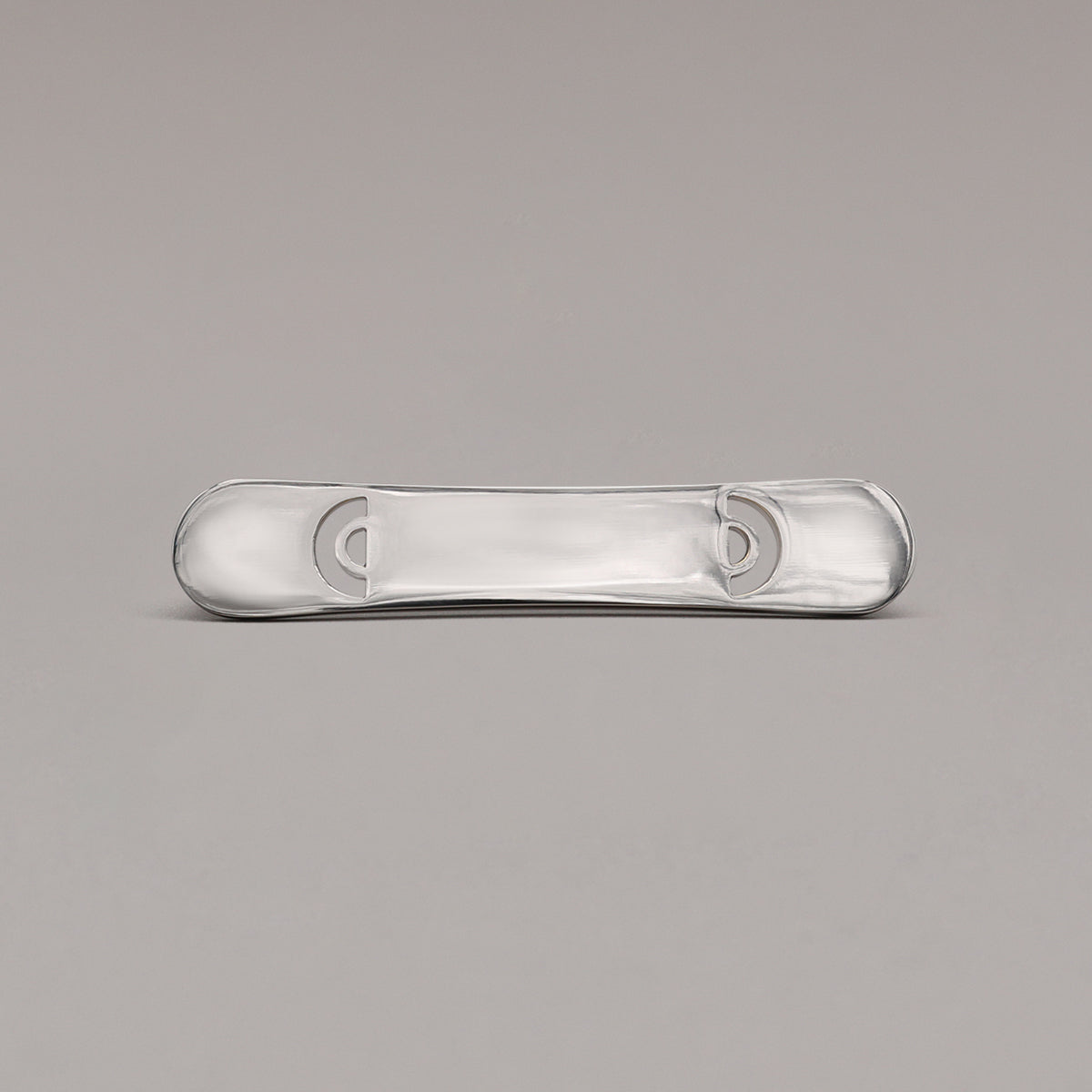 small horizon polished nickel pull on gray background