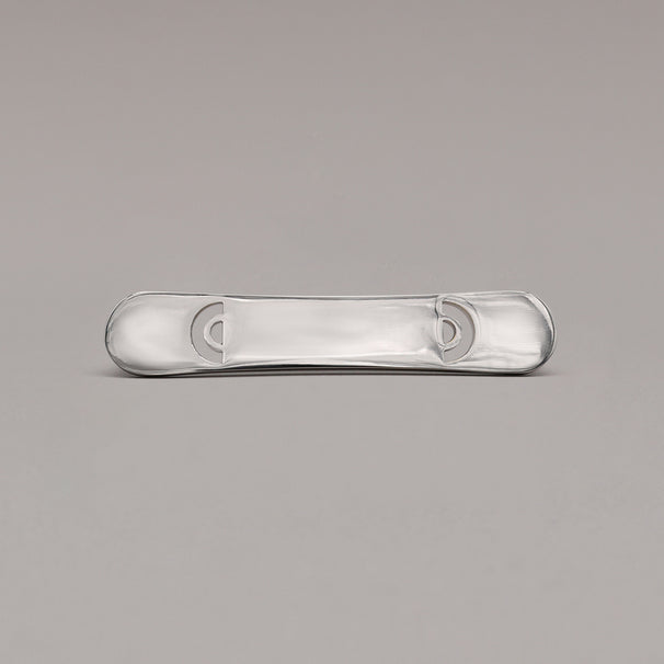 small horizon polished nickel pull on gray background