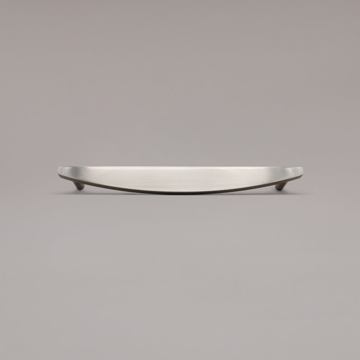 12" Half Moon appliance pull in Satin Nickel on gray background