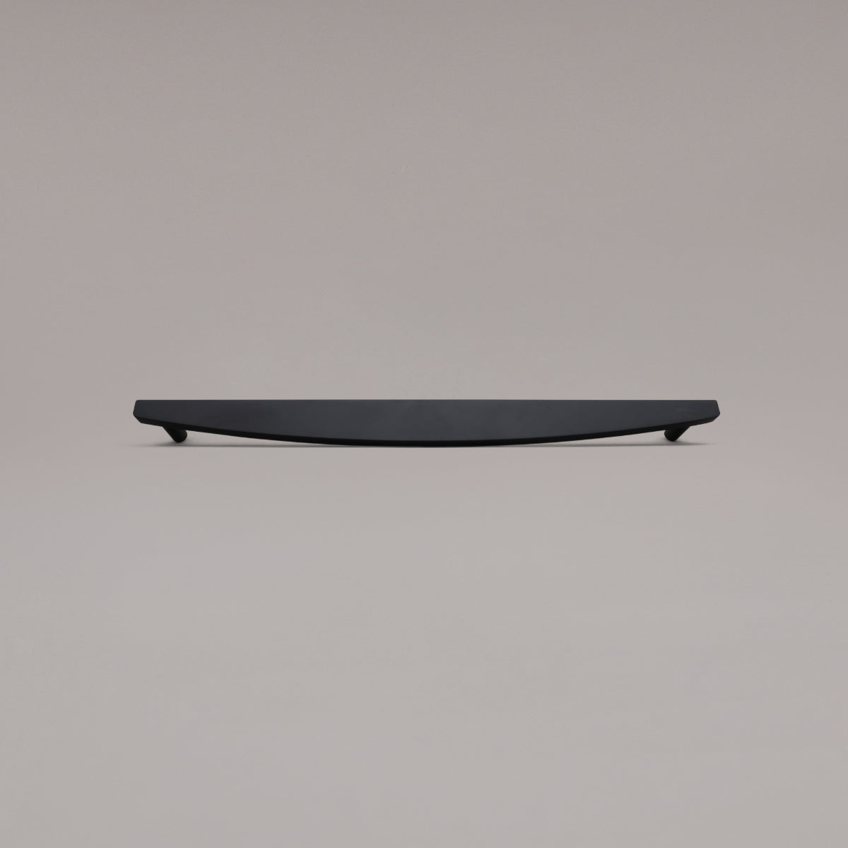 18" Half Moon appliance pull in Matte Black on gray background