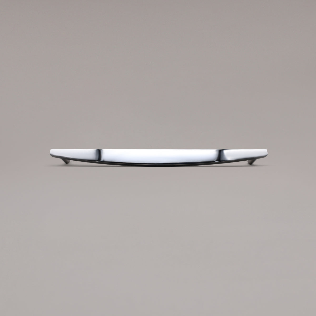 18" Half Moon appliance pull in Polished Chrome on gray background