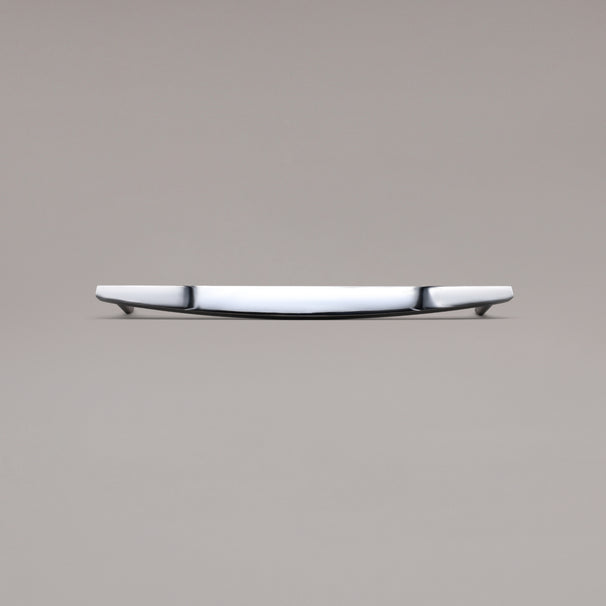 18" Half Moon appliance pull in Polished Chrome on gray background