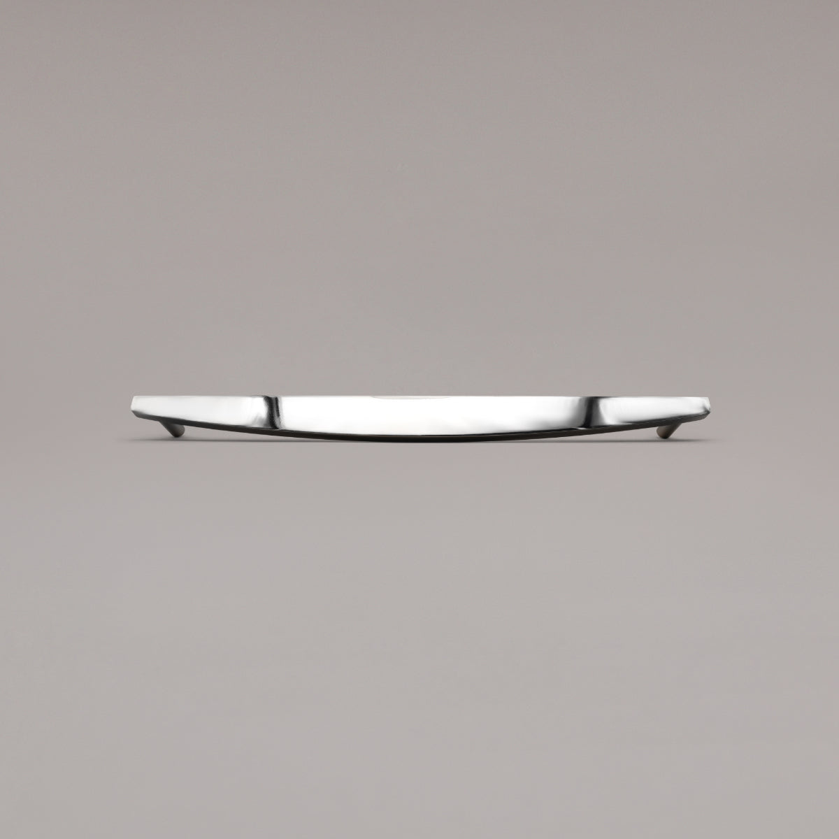 18" Half Moon appliance pull in Polished Nickel on gray background