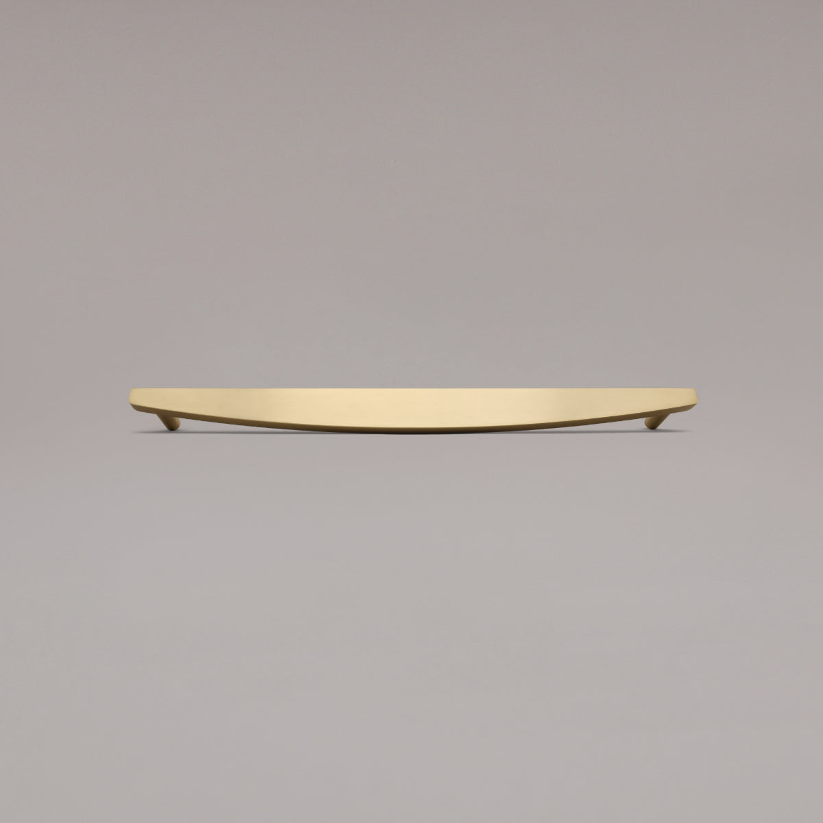 18" Half Moon appliance pull in Satin Brass on gray background