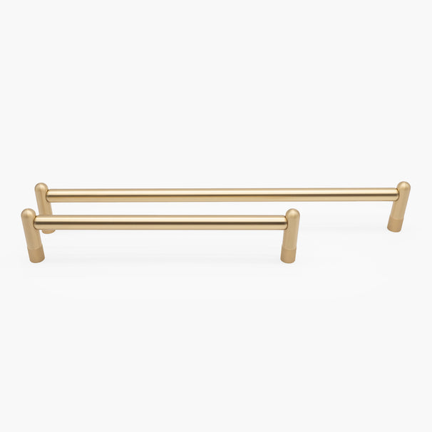 12 and 18 inch satin brass knurled appliance pulls.
