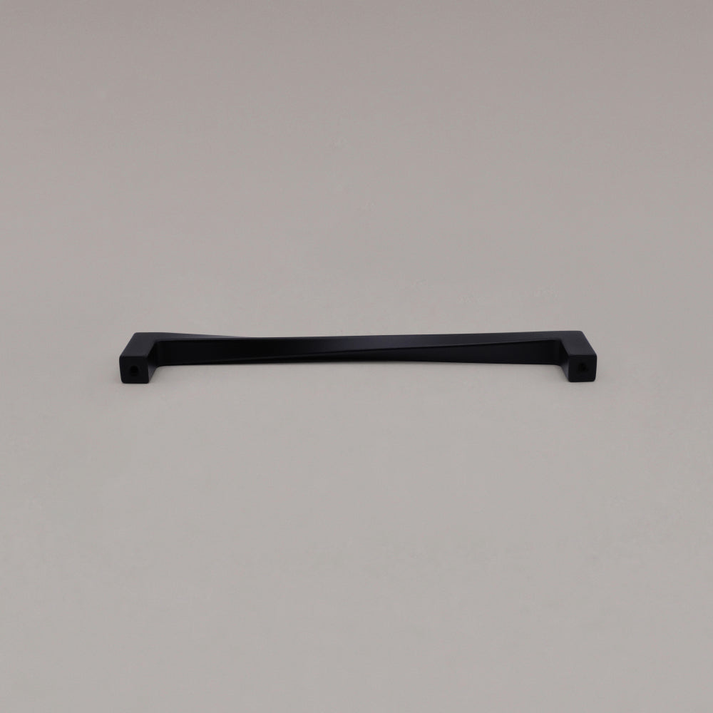 12" Twist appliance pull in Matte Black rear view on gray background