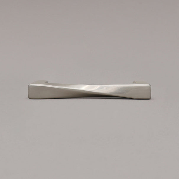 small twist satin nickel silver cabinet pull front view 