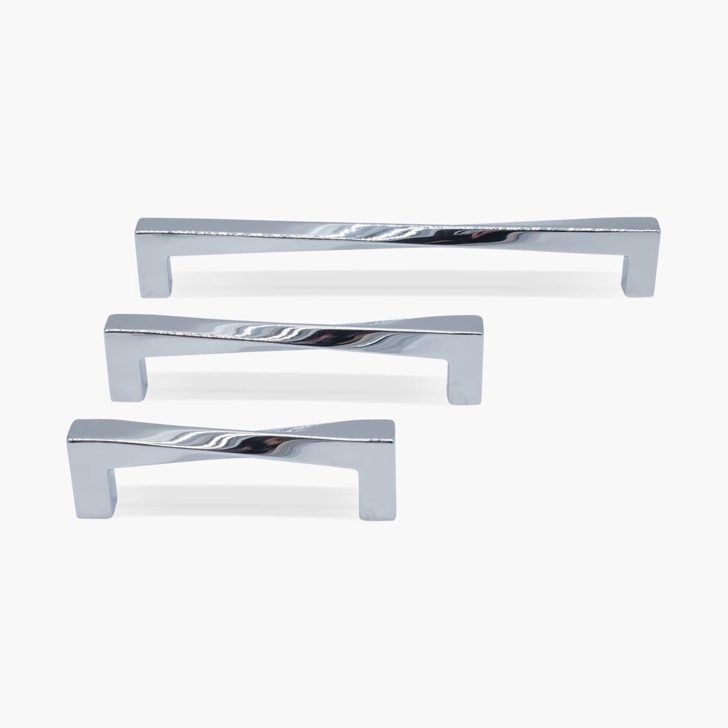 Set of three twist cabinet pulls in polished chrome