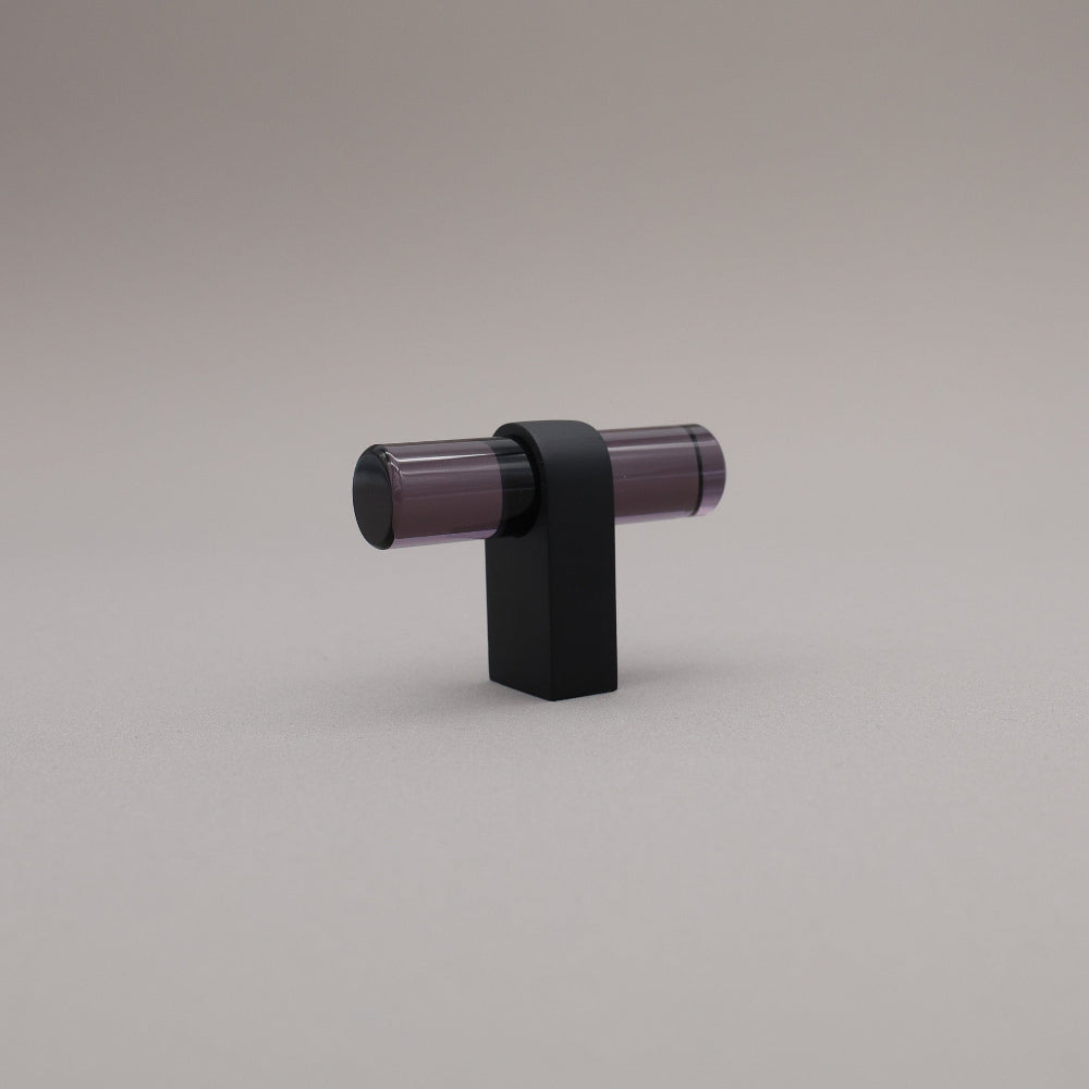 Standing acrylic Knob with black stem and smoke acrylic handle.