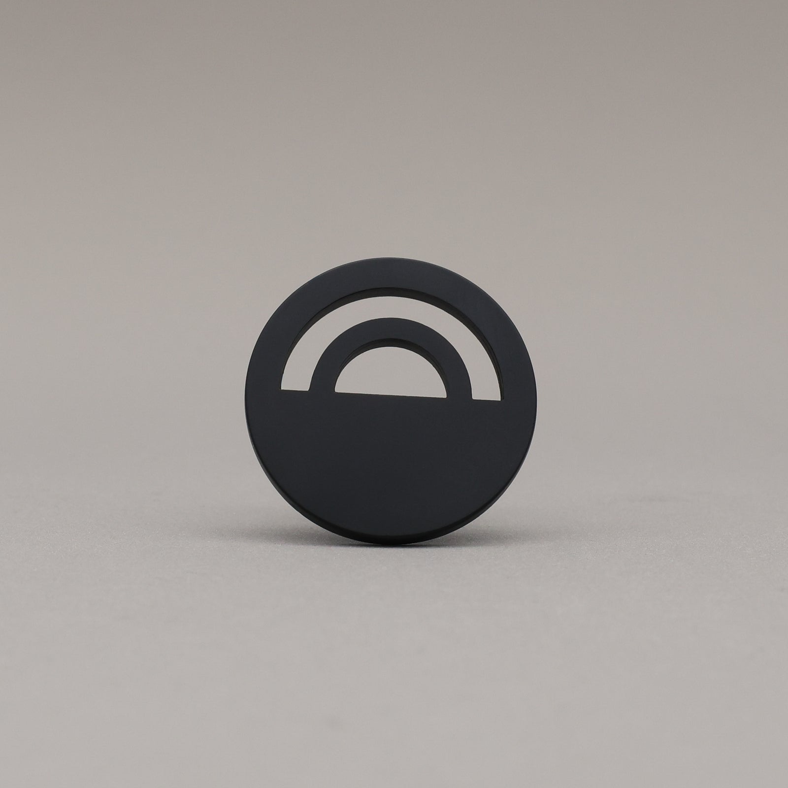 Horizon Matte Black Knobs on grey background.