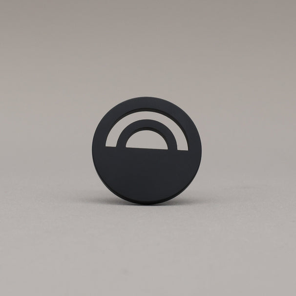 Horizon Matte Black Knobs on grey background.