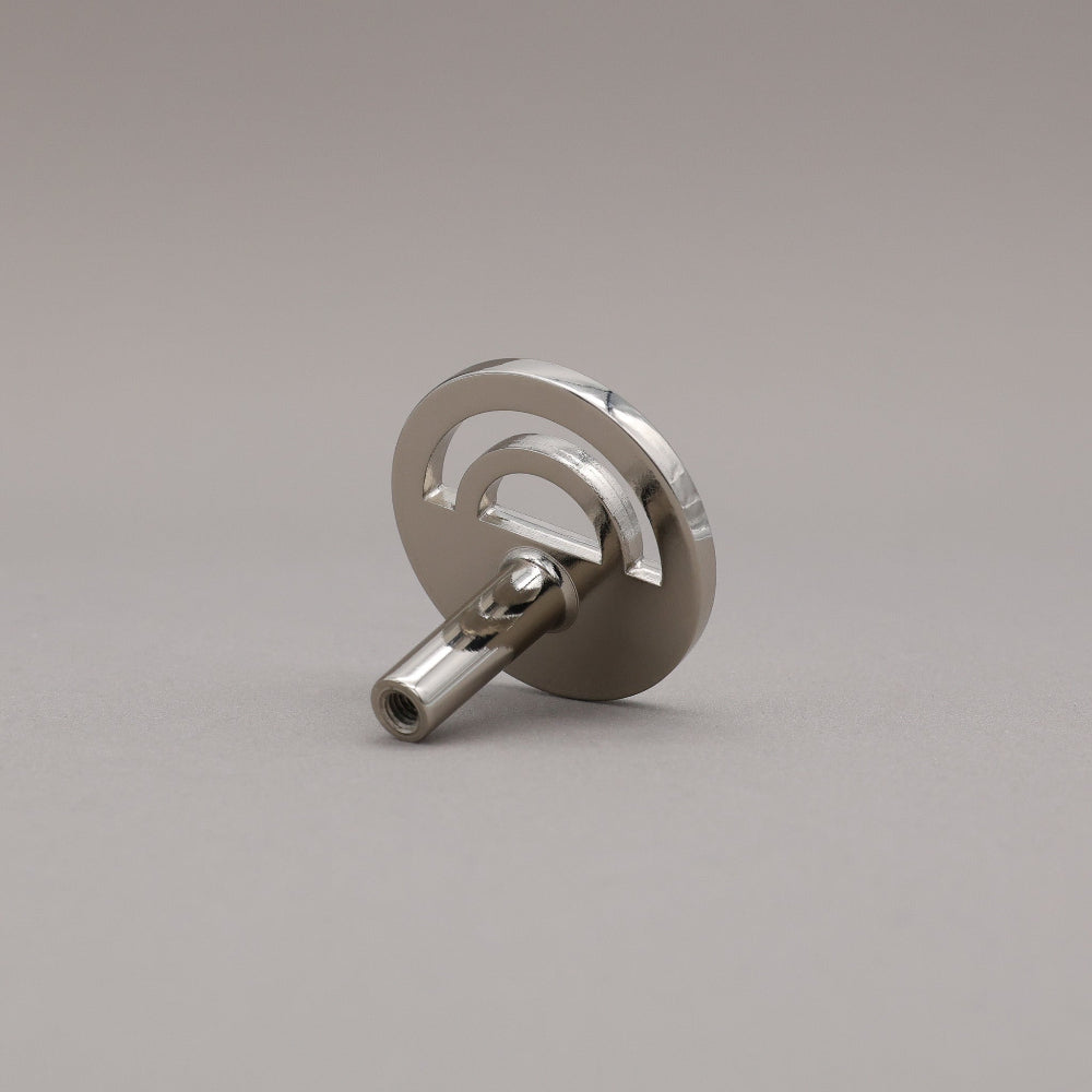 Horizon polished nickel knob on gray background