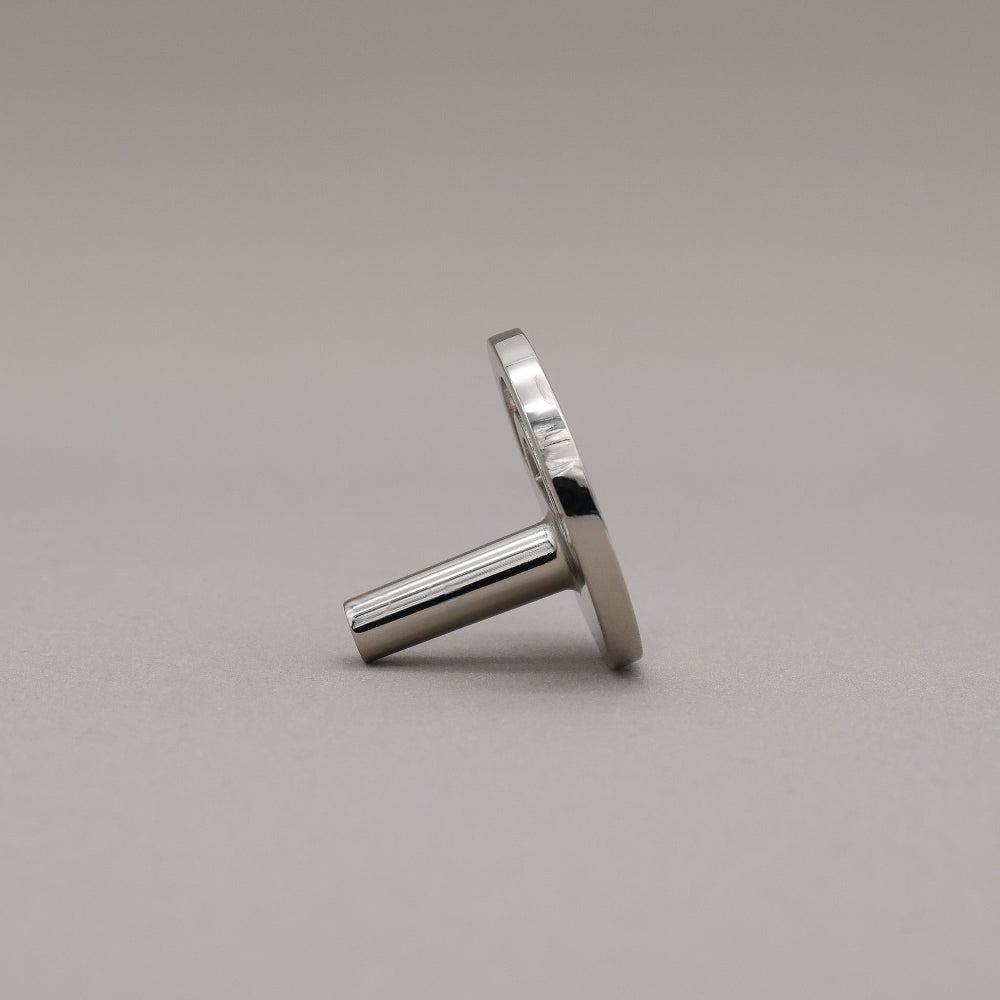 Horizon polished nickel knob on gray background