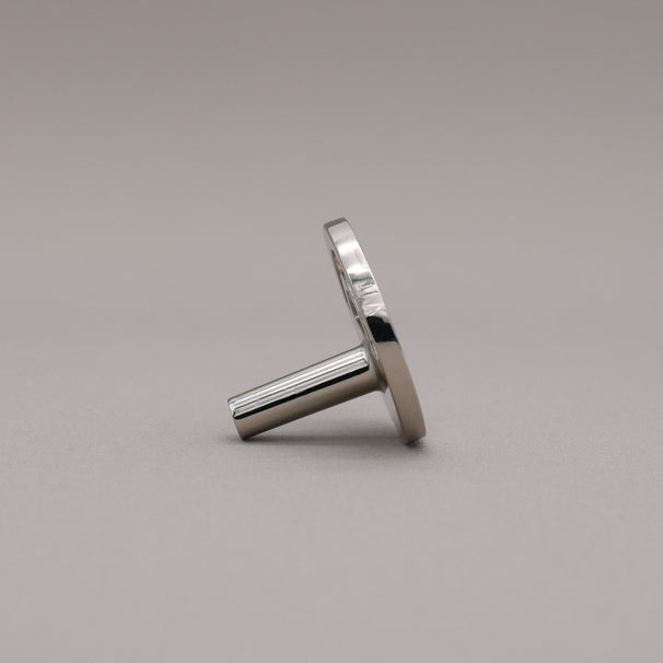 Horizon polished nickel knob on gray background