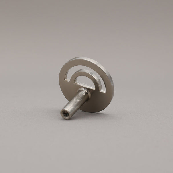 Horizon satin nickel silver knob on gray background