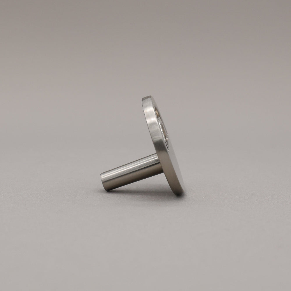 Horizon satin nickel silver knob on gray background
