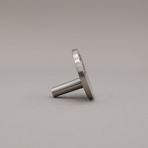 Horizon satin nickel silver knob on gray background