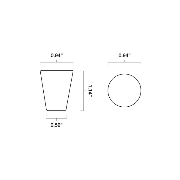 Technical drawing of a marble cone knob with dimensions labeled