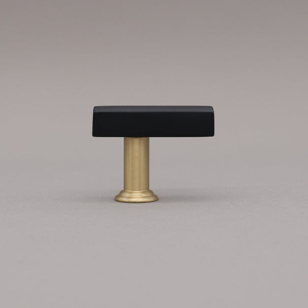 Black and satin brass two tone t-knob in the mod solid brass collection.