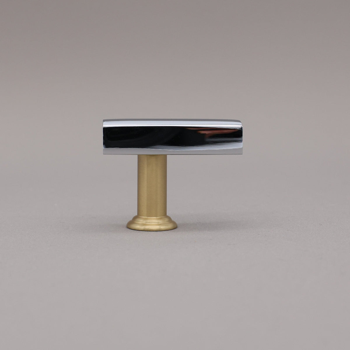 Polished Chrome and satin brass two tone t-knob in the mod solid brass collection.