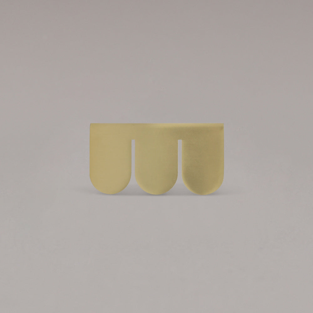 Satin Brass Edge Pull Front.