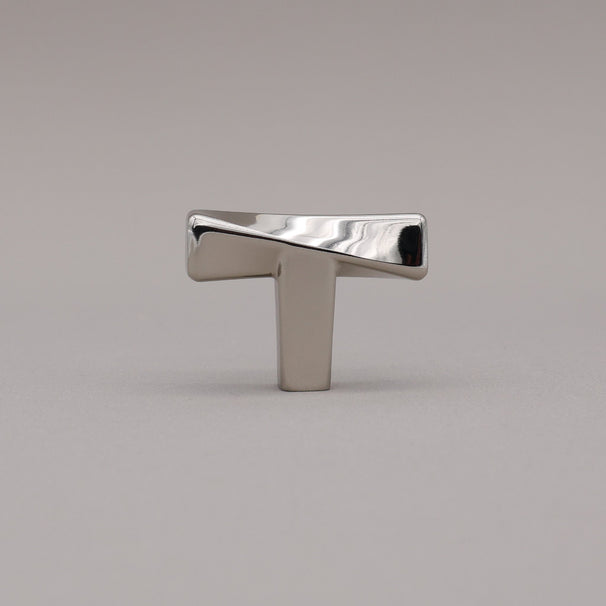 Polished nickel twisted knob.