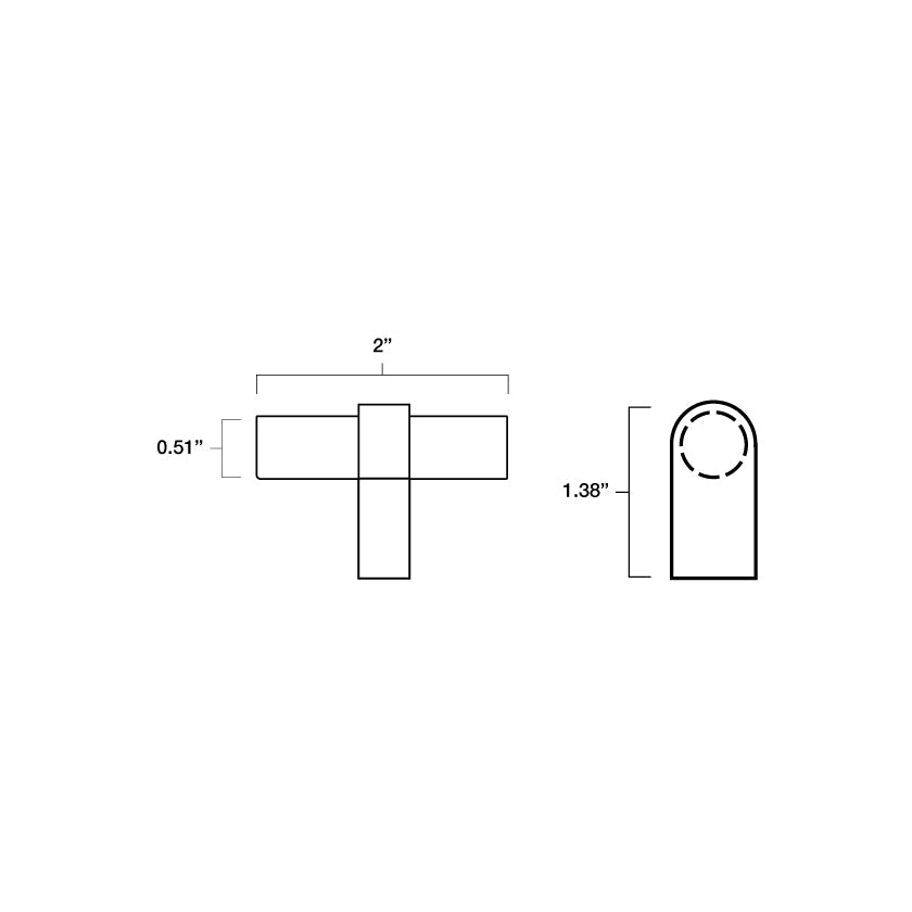 Tech specs with dimensions for Hapny T-Knob for all finishes