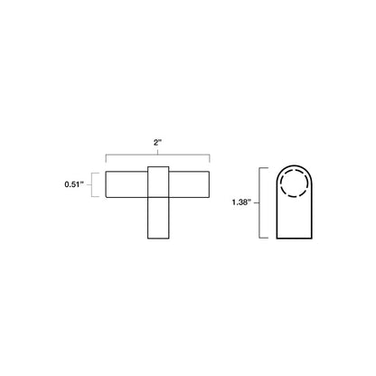 Tech specs with dimensions for Hapny T-Knob for all finishes