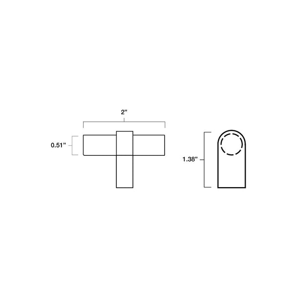 Tech specs with dimensions for Hapny T-Knob for all finishes