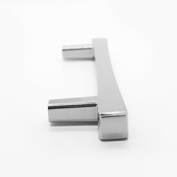 Side-facing, laying down view of Diamond cabinet pull in a Polished Nickel finish