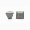 Two Weathered Nickel Diamond knobs, one standing and one front-facing while laying down