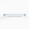 Rear-facing, laying down view of Polished Chrome Hapny Half Moon 12" appliance pull