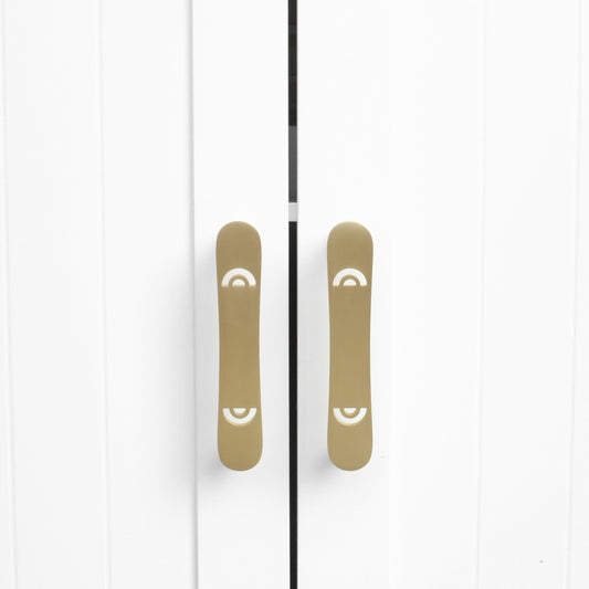 Three horizon cabinet pulls in satin brass