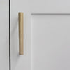 Hapny Sunburst 4" cabinet pull installed on white cabinet doors