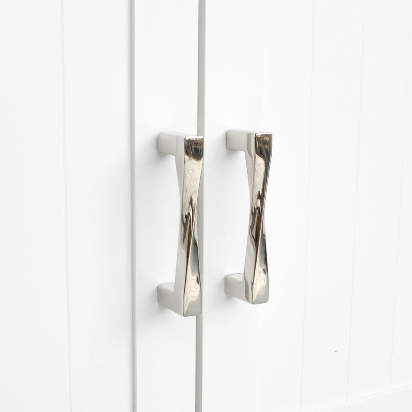 Twisted Polished Nickel Cabinet Pulls